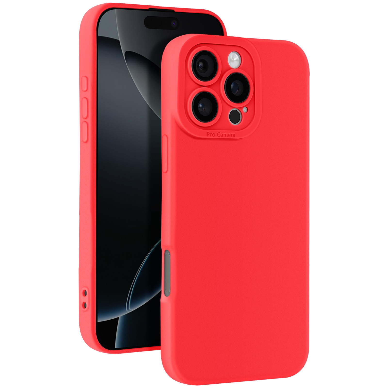 Coque iPhone 16 Pro Max rouge en silicone lisse pour vos déplacements urbains
