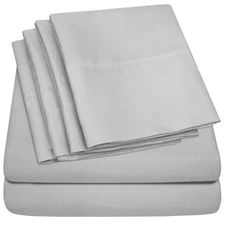 sweet Home Collection Count Sheets Set with Pillow Cases Silver Gray Queen