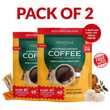 VAHDAM ASHWAGANDHA COFFEE with TURMERIC & MUSHROOMS 40 SERVING PAYDAY PACK OF 2