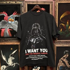 Vintage Stars Wars Darth Vader I Want You Military 90s Movie Promo T-Shirt Sz L