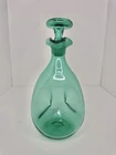 Vintage MCM Blenko Glass 49 Pinched Decanter In Sea Green W/stopper