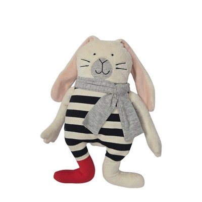 Sigikid Bunny Rabbit Plush Stuffed Animal Sewn Eyes Stripe Outfit Scarf 2019 13''