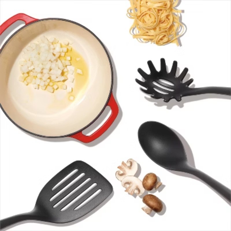 OXO 3pc Nylon Utensil Set Kitchen Utensils Includes Pasta Spoon & Slotted Turner