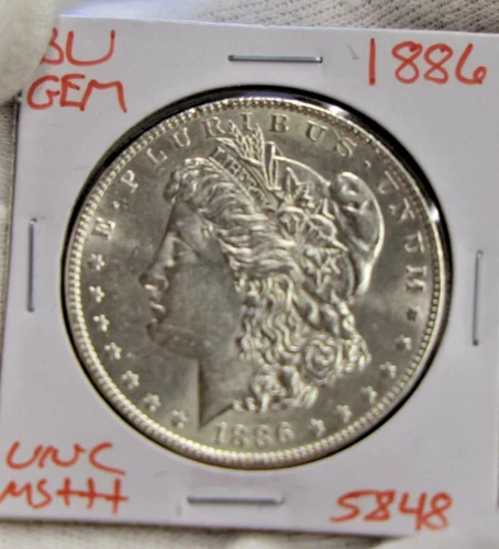 1886 US Morgan Silver Dollar $1 Unc Details Cleaned