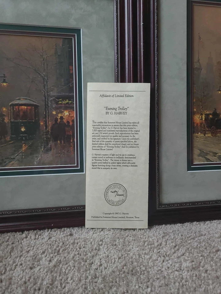 带框 G 哈维“光之大道”3幅画签名带真品证书 #1659 — 第 3/4 张图片