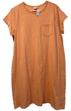 GAP Womens Peach Slub Knit T Shirt Dress XL 💯 % Cotton Pocket Relaxed Fit NWT