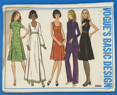 Empire Waist Dress Pattern Vogue Basic Design 2600 12/34 1970's Vintage  Uncut | eBay