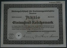Aktiengesellschaft für Cartonnagenindustrie Dresden 1940 1000 RM