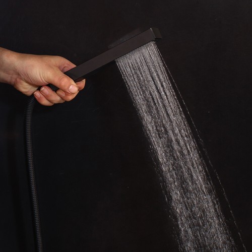 Black Ceiling Mount Shower Tap Set Rainfall Head 2-Way Mixer Valve+ Hand Faucet - Picture 68 of 79