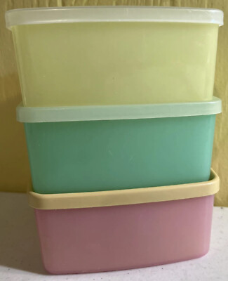 Lot of 3 TUPPERWARE Square Containers #311 with Lids #310