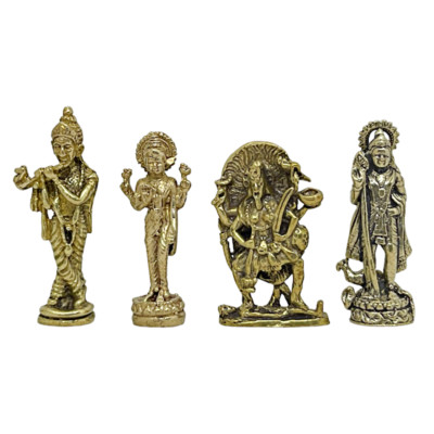 Maa Kali  Krishna Lakshmi Kartikeya Murugan Hindu Murti Amulet Mini Brass Statue