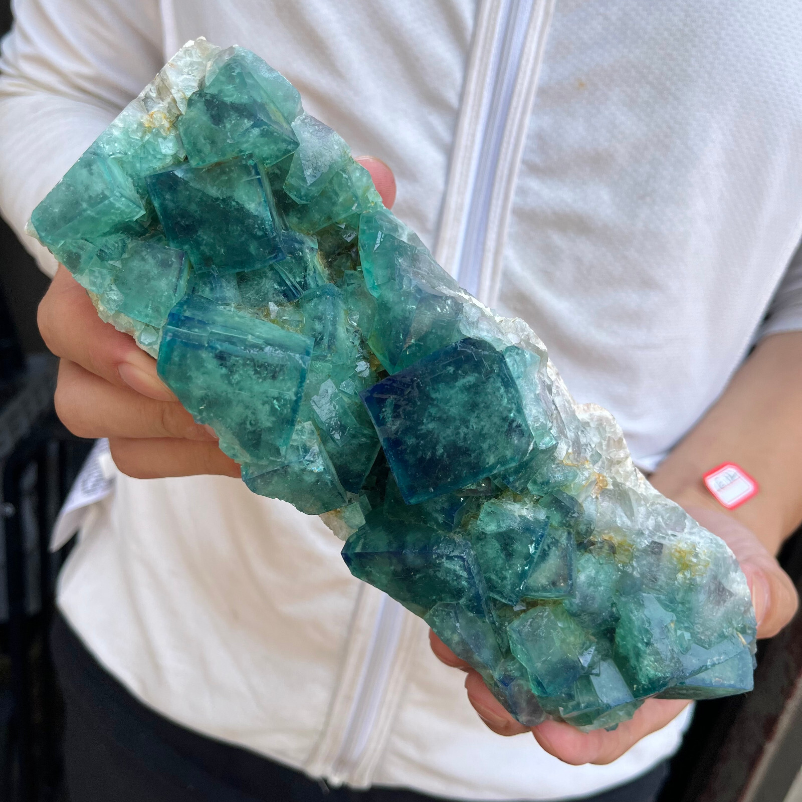 4.6LB Natural Green Fluorite Cube Quartz Crystal Cluster Mineral Specimen