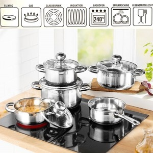 Kochtopfset 9 Tlg Edelstahl Gsw Induktion Kochgeschirr Topfset Kochtopfe Ceran Ebay