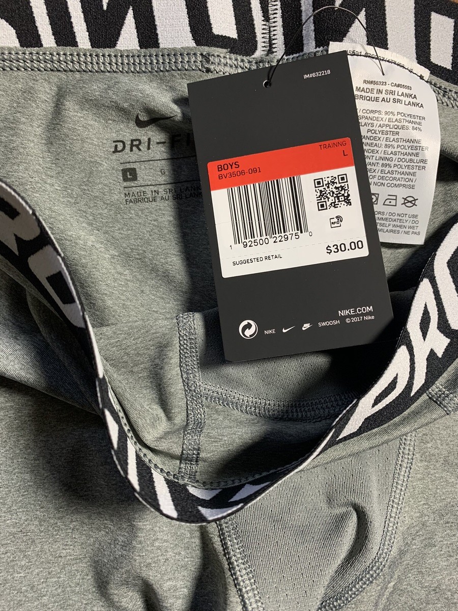 Nike Pro Big Boys Cool Compression 3/4 Athletic Tights Sz Large