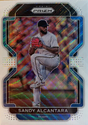 2022 Panini Prizm Sandy Alcantara #74 White Wave Prizm Miami Marlins