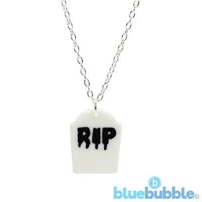 Bluebubble FRIGHT NIGHT Headstone Necklace Halloween Fancy Dress Goth Evil Death