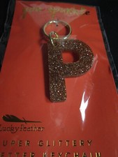 LETTER P INITIAL GLITTER KEYCHAIN