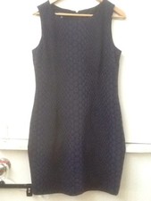 Nine West Dress Black Blue Sleeveless Stretch Straight Pencil Lined Size 10