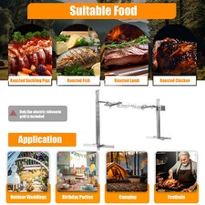 53 inch Large Spit Roaster Rotisserie Chicken Electric BBQ Grill Pig Lamb Roast