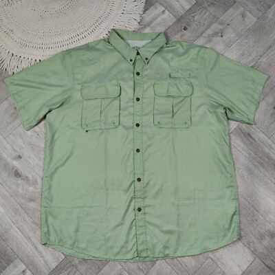 RedHead Men's 2XL Vented Green Check Button Down Collar Breathable Chest Pockets