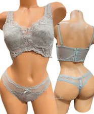 Victorias Secret Dream Angels Set Lined Demi Lace Bra 36C  Thong Panty Medium