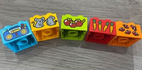 Lego Duplo Printed Bricks Learn To Count 1 -5 With Printed Figures Lot Of 10 EUC