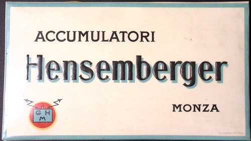 Hensemberger Accumulators Monza Battery ITALY Celluloid Sign FOX FILM MOVIE PROP