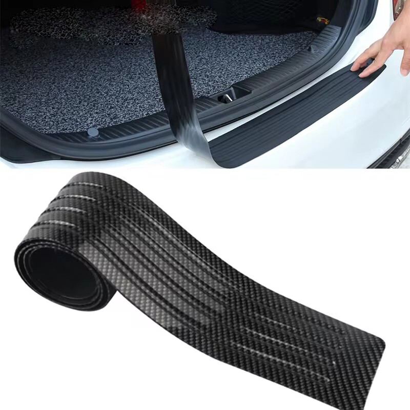 Carbon Fiber Car Rear Bumper Protector Trim Strip Trunk Sill Guard Accessories.-