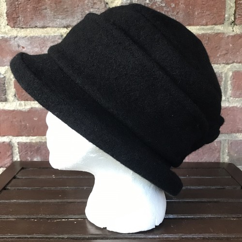 Wool Black Cloche Hat Knit 