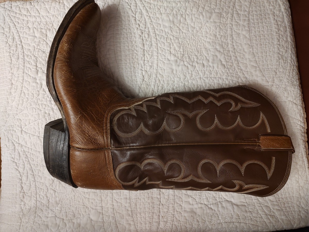 RARE TONY LAMA Style 8052 Two Tone Brown Leather Western  display picture 2