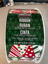 Kirkland Wire-Edged Ribbon 2.5" Wide 50 YD Modern Christmas Tree Ribbon NEW