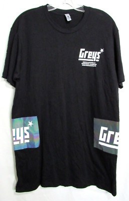 Greys Clothing Black Color Block Iridescent Logo Graphic T Shirt Size M NWOT