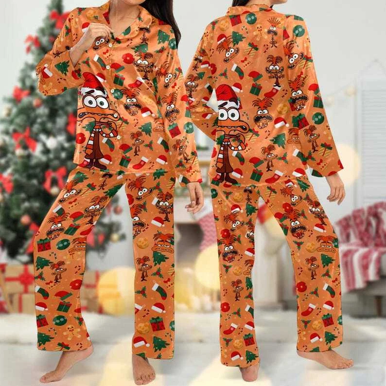 Anxiety Inside Out Christmas Pajamas, Inside Out Christmas Pajamas Set