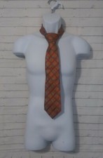 Men's Van Heusen Orange Plaid Handmade Silk Neck Tie, 3.75 X 58
