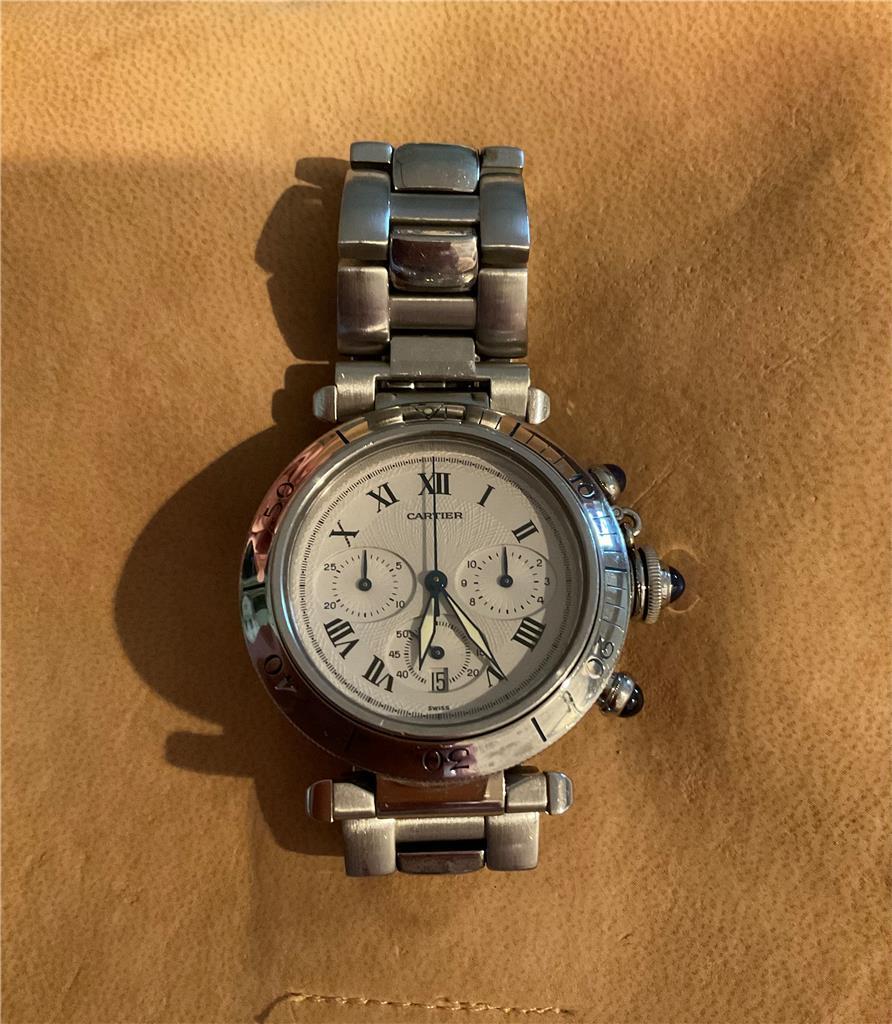 Cartier Pasha Stainless Steel 38mm Chronograph Watch Swiss Made