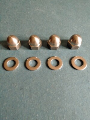 4 x Hutmutter Din 1587 M10x1,25 Feingewinde Edelstahl A2 + Scheiben acorn nuts 