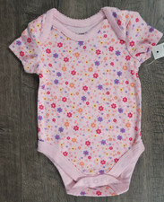 Baby Girl New Faded Glory Newborn Pink Flower Bodysuit