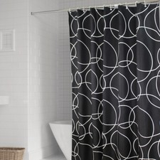 Black Waterproof Shower Curtains Polyester Fabric Bath Curtain Hooks Home Decor