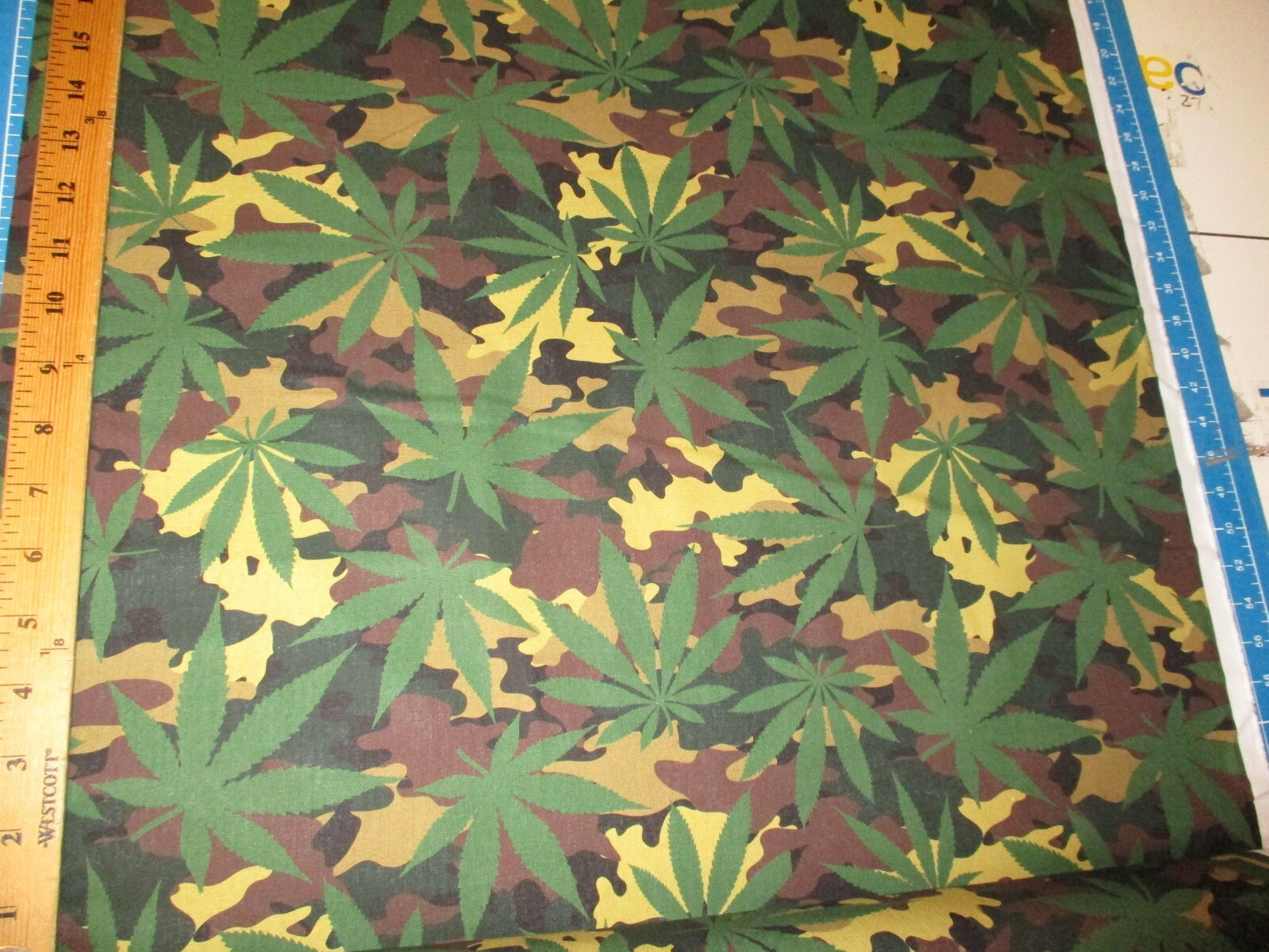 MARIJUANA POT WEED 420 CANNIBUS PLANT CAMO DIGITAL COTTON FABRIC BTHY