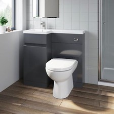Grey Bathroom Vanity Unit Sink Basin Toilet Combined Furniture Left/Right Hand