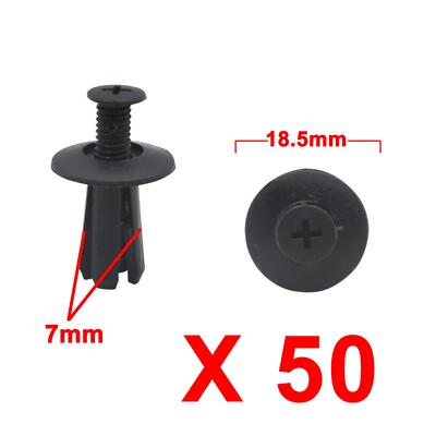 50pcs 7mm schwarz Auto Plastik Niet Tür Stoßstange Schraube Verschluss Klemme