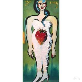 ELVIRA BACH ETCHING STRAWBERRY DIVA YOUNG WILDE BERLIN SIGNED FRAMED VP: €2200