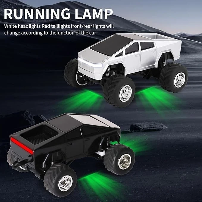 Mini Monster Truck RC 1:64 con luces, 2,4 GHz y control remoto APP (plateado) Foto 2 de 4