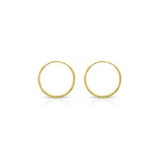 14k Solid Gold Endless Hoop Earrings Sizes 10mm - 20mm, Thin