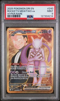 PSA 9 Mint Team Rocket's Mewtwo ex 240 Gold Hyper Rare - Pokémon