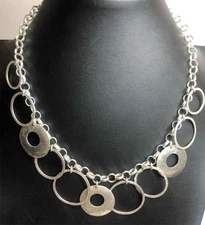 6106 SILPADA 925 Sterling Silver Hammered Circle Ring 17" necklace N1325 30grams