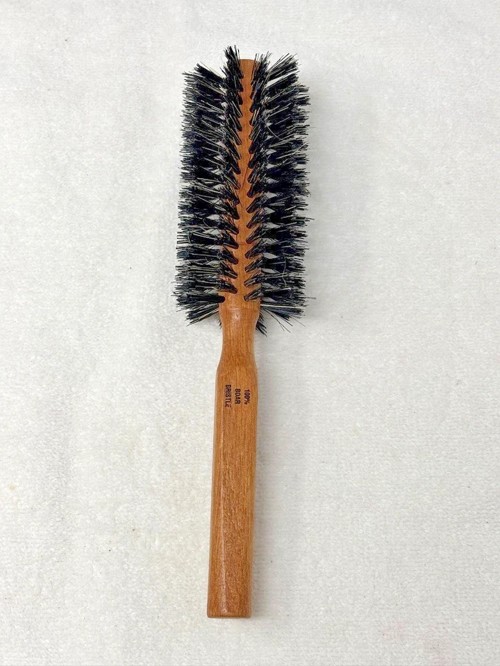 Vtg Goody Styling Brush Round Plastic Bristles Wood Tone for Thin Fine Hair Used - Image 2 of 4