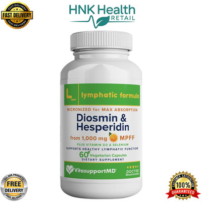 Lymphatic Formula Diosmin Hesperidin 1000mg, Lymph Drainage - 60 Capsules