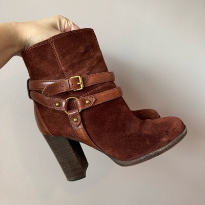 Ugg Women's Dandridge Suede Leather Harness Ankle Boots in Mahogany Size 8