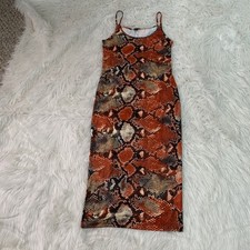 brown snakeskin midi dress medium